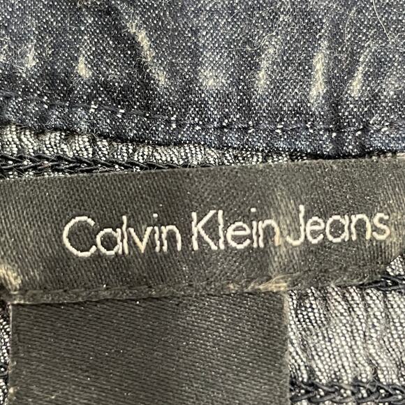 Retro Calvin Klein Jeans Blue Sun Dress Scoop Neckline Ruched Gathered Bodice S - Picture 6 of 12